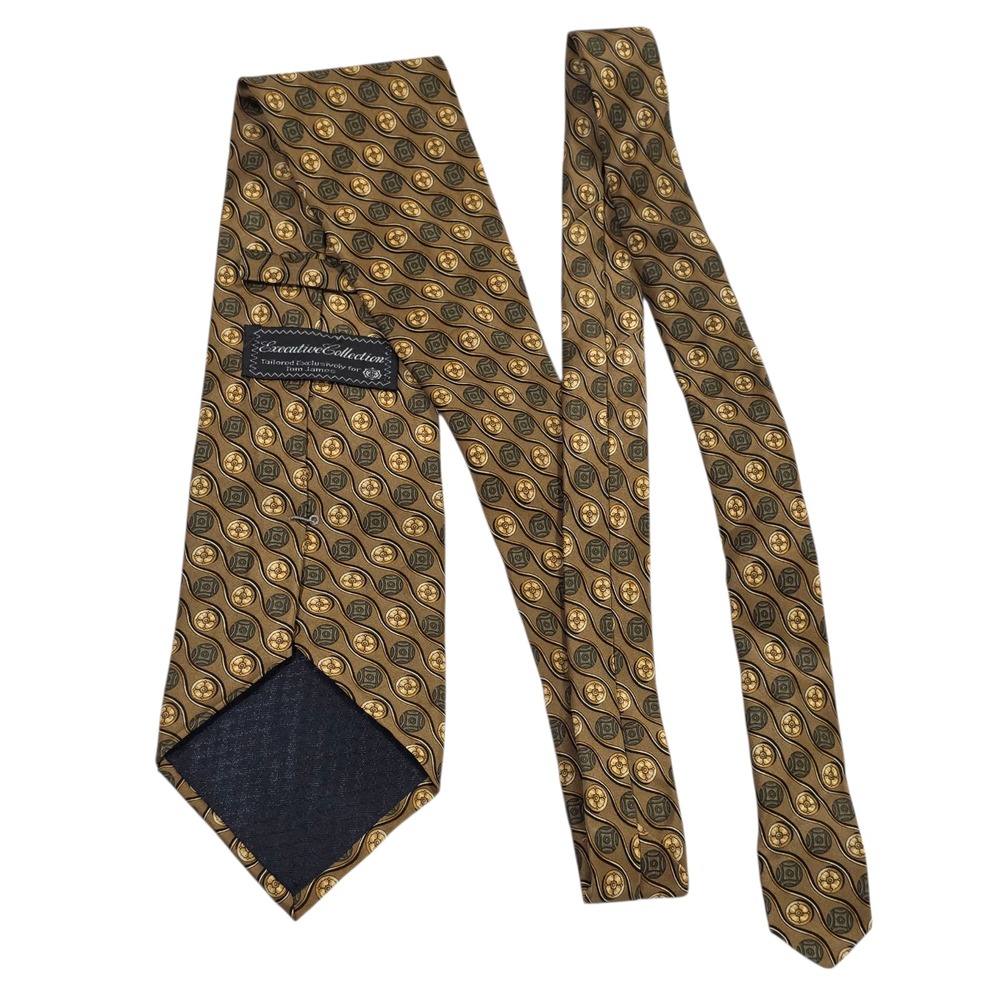 Executive Collection for Tom James Mens Necktie Brown Floral Silk Wide USA Dad